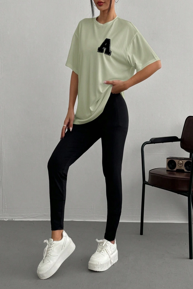 Kadın 2Lİ TAKIM OVERSİZE Trend T-shirt Şort Model 5098