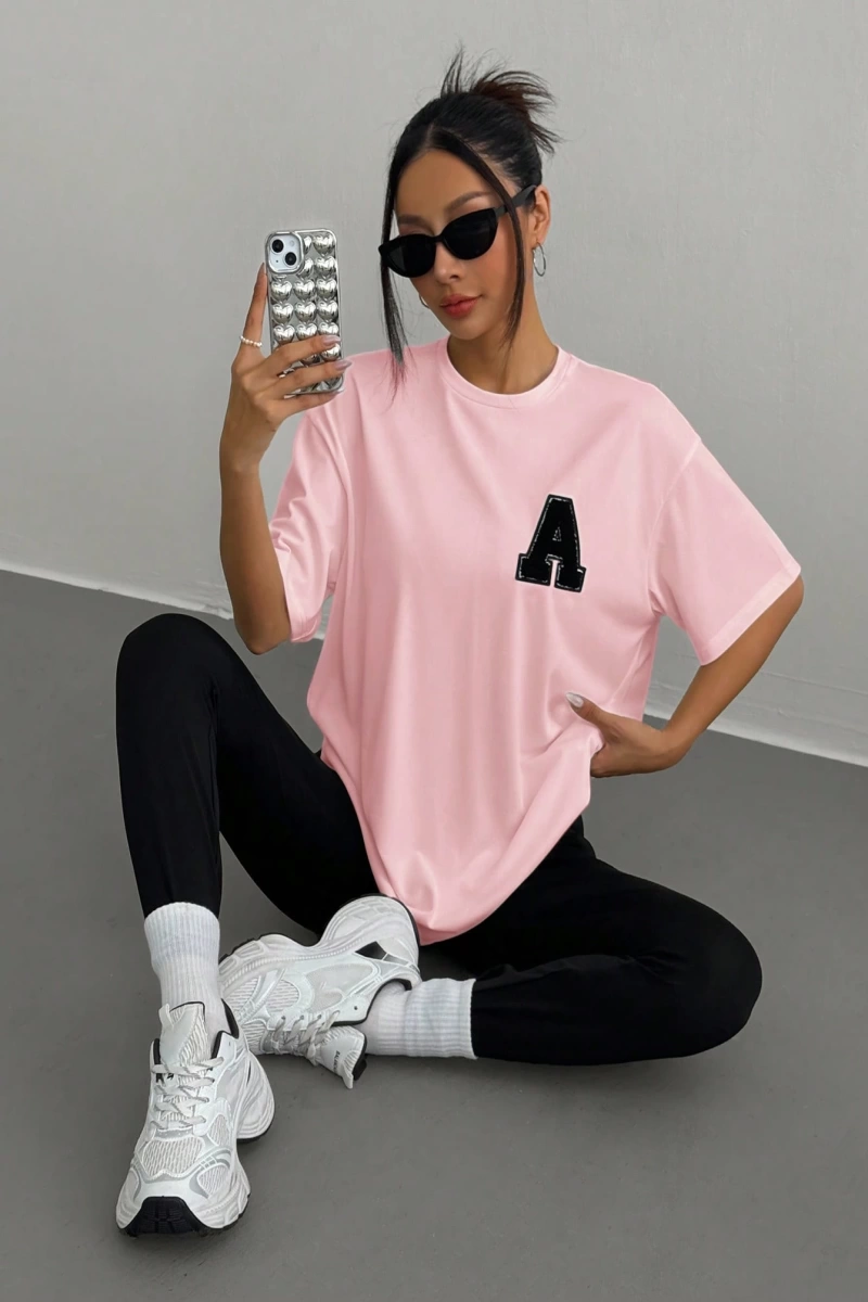 Kadın 2Lİ TAKIM OVERSİZE Trend T-shirt Şort Model 5098
