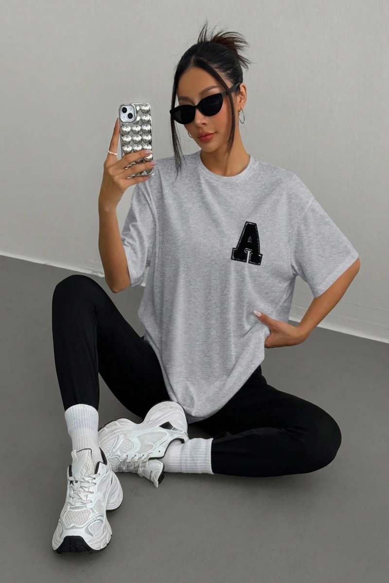 Kadın 2Lİ TAKIM OVERSİZE Trend T-shirt Şort Model 5098