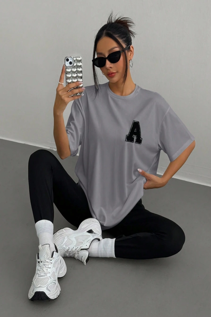 Kadın 2Lİ TAKIM OVERSİZE Trend T-shirt Şort Model 5098