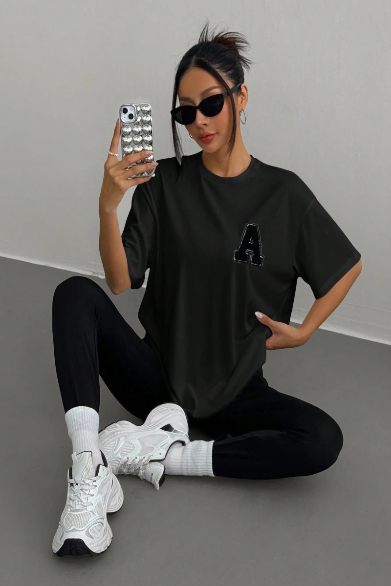 Kadın 2Lİ TAKIM OVERSİZE Trend T-shirt Şort Model 5098