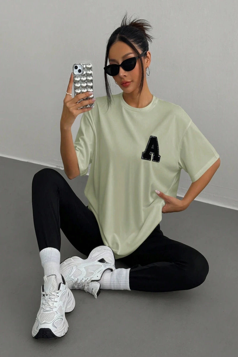 Kadın 2Lİ TAKIM OVERSİZE Trend T-shirt Şort Model 5098