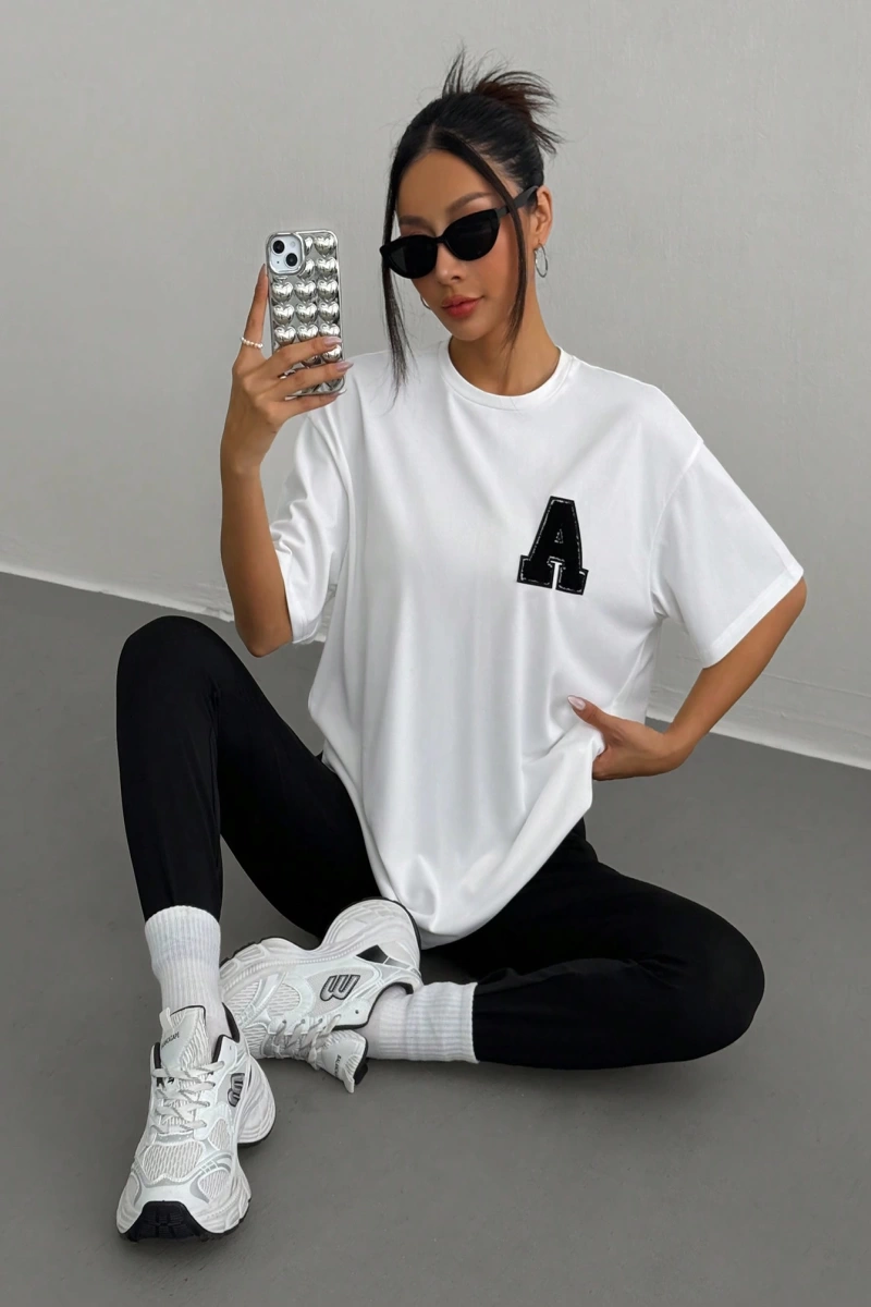 Kadın 2Lİ TAKIM OVERSİZE Trend T-shirt Şort Model 5098