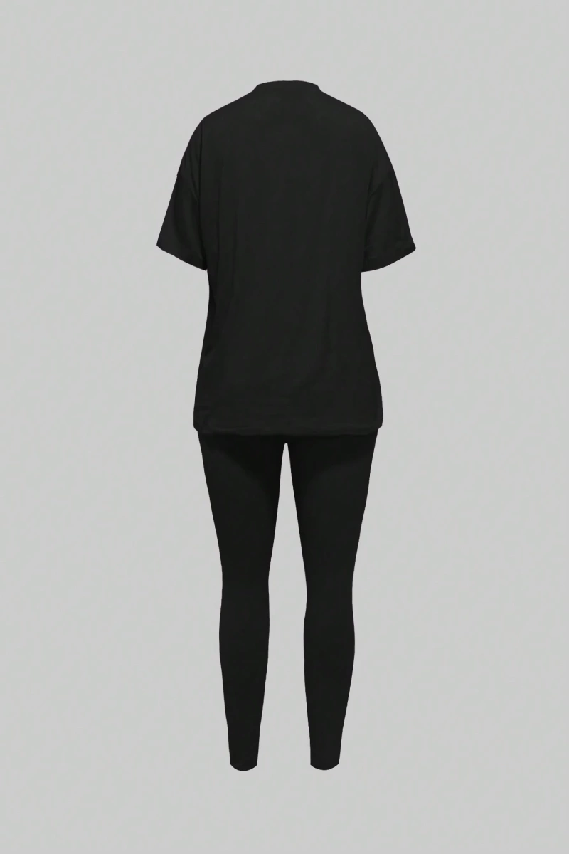 Kadın 2Lİ TAKIM OVERSİZE Trend T-shirt Şort Model 5099