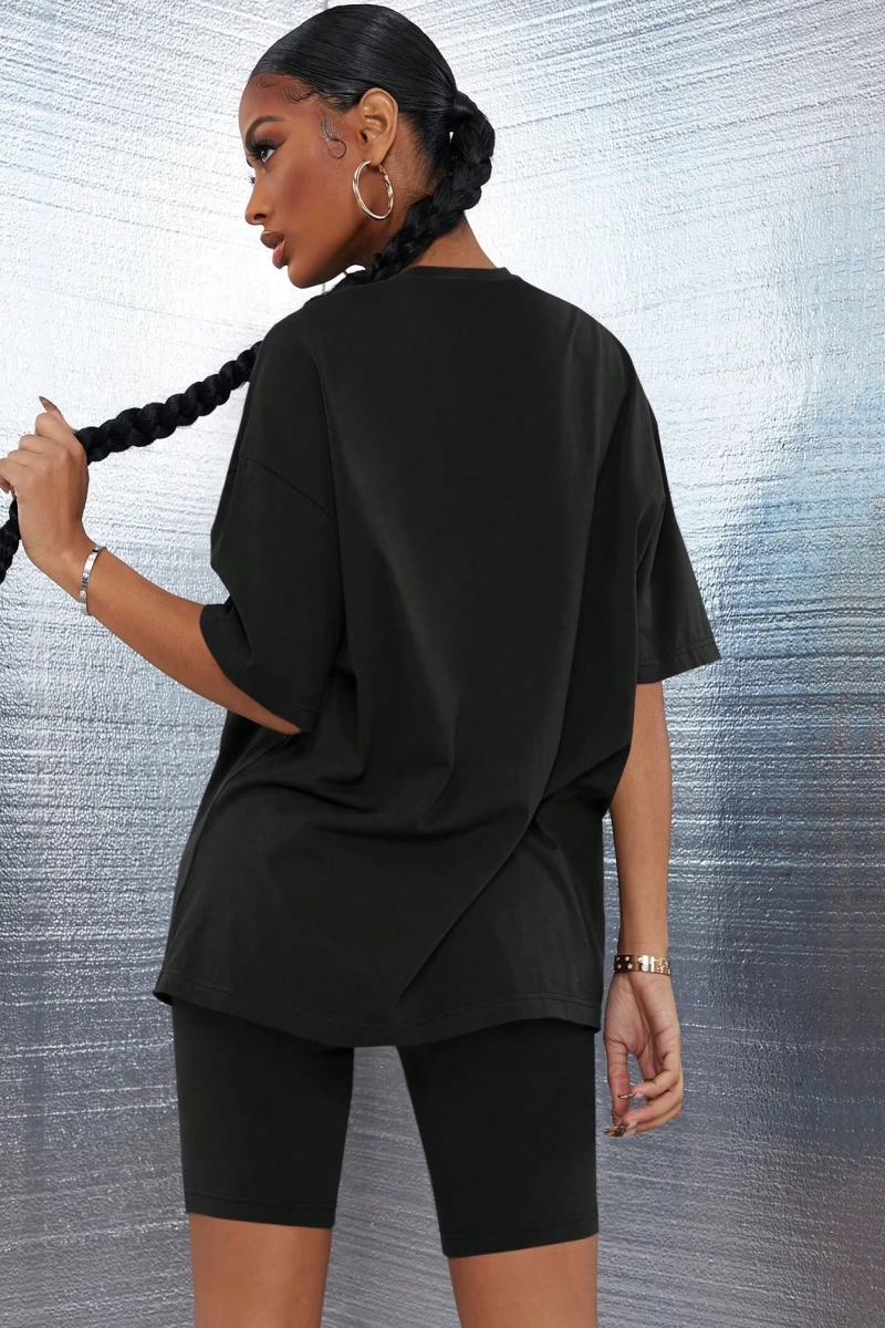 Kadın 2Lİ TAKIM OVERSİZE Trend T-shirt Şort Model 5100