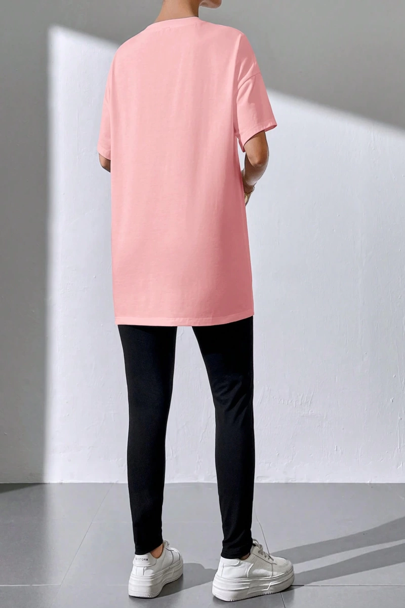 Kadın 2Lİ TAKIM OVERSİZE Trend T-shirt Şort Model 5102