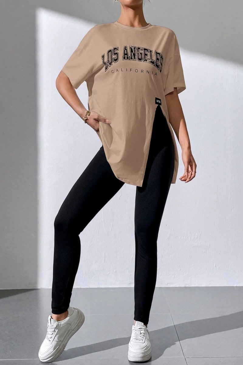 Kadın 2Lİ TAKIM OVERSİZE Trend T-shirt Şort Model 5102