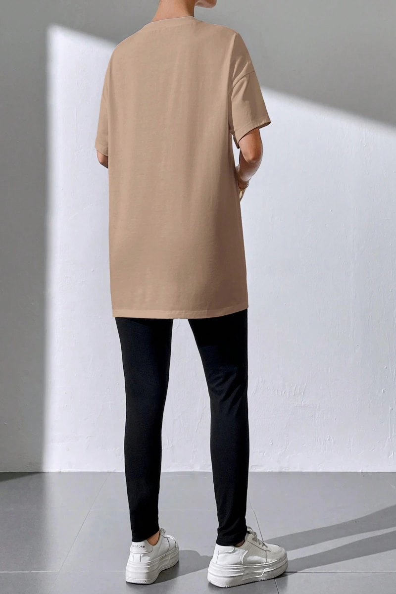 Kadın 2Lİ TAKIM OVERSİZE Trend T-shirt Şort Model 5102