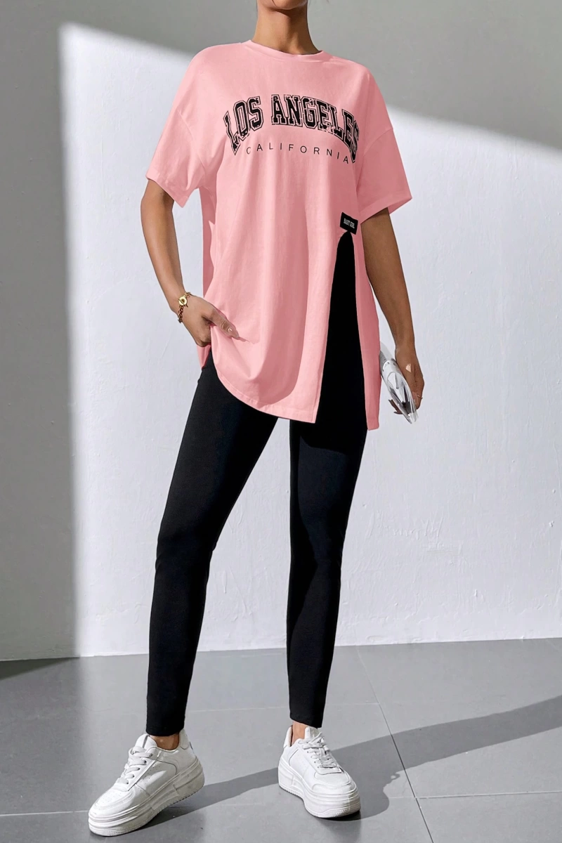 Kadın 2Lİ TAKIM OVERSİZE Trend T-shirt Şort Model 5102