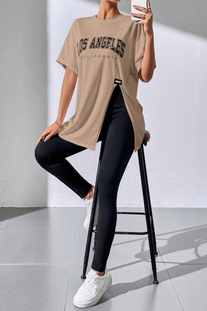 Kadın 2Lİ TAKIM OVERSİZE Trend T-shirt Şort Model 5102