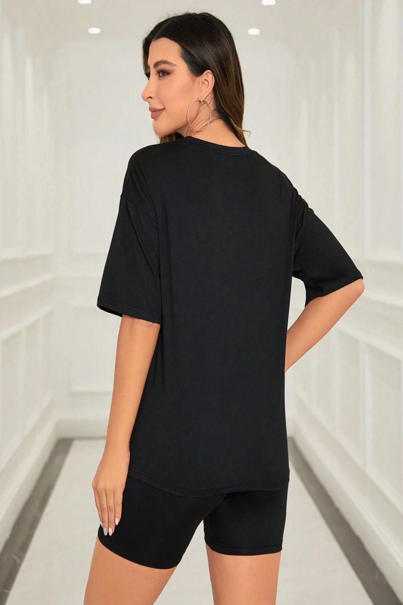 Kadın 2Lİ TAKIM OVERSİZE Trend T-shirt Şort Model 5103