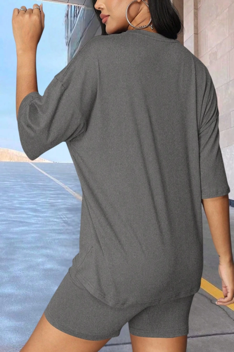 Kadın 2Lİ TAKIM OVERSİZE Trend T-shirt Şort Model 5103