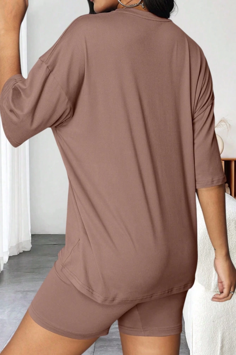Kadın 2Lİ TAKIM OVERSİZE Trend T-shirt Şort Model 5103