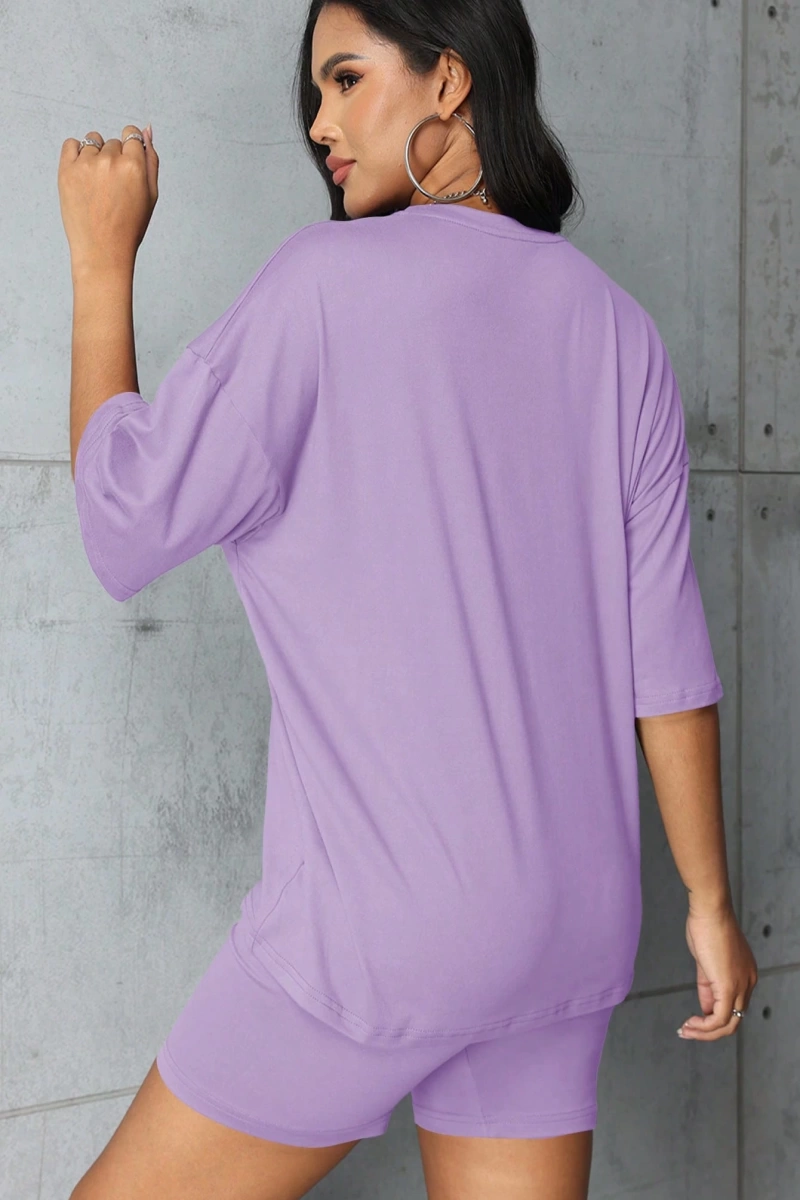 Kadın 2Lİ TAKIM OVERSİZE Trend T-shirt Şort Model 5103