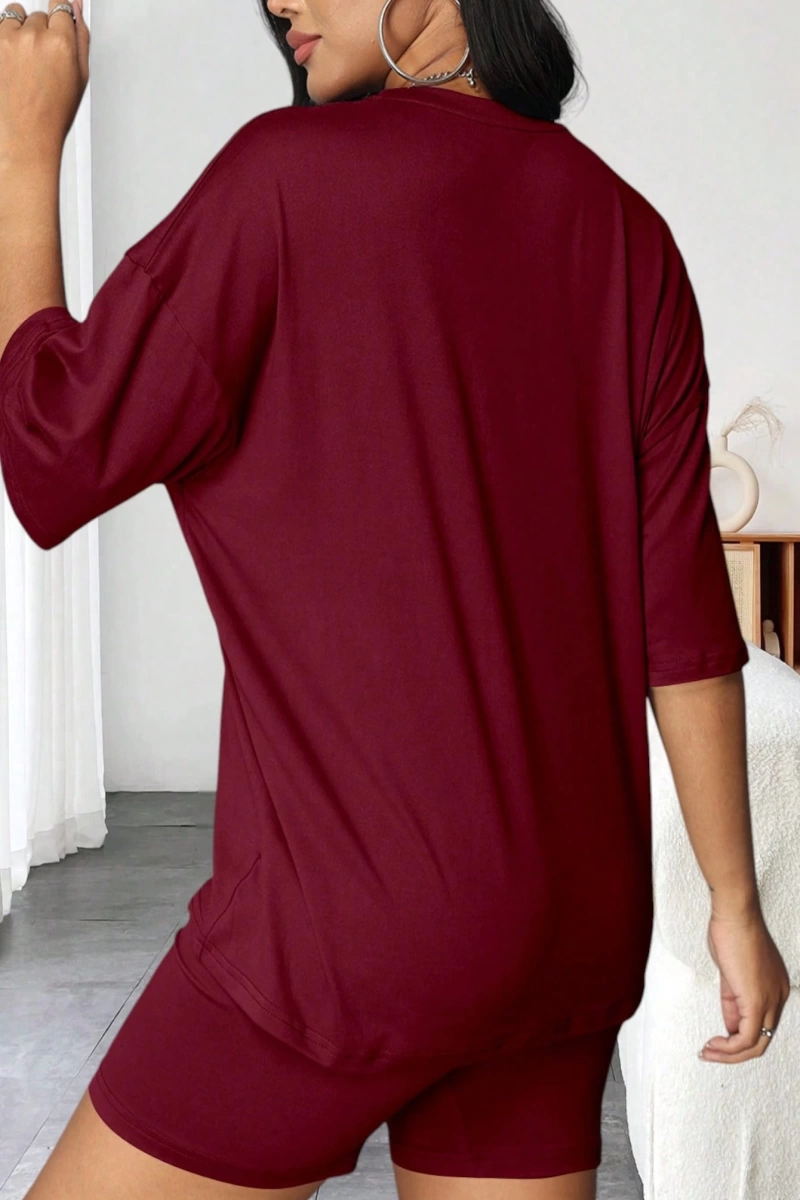 Kadın 2Lİ TAKIM OVERSİZE Trend T-shirt Şort Model 5103