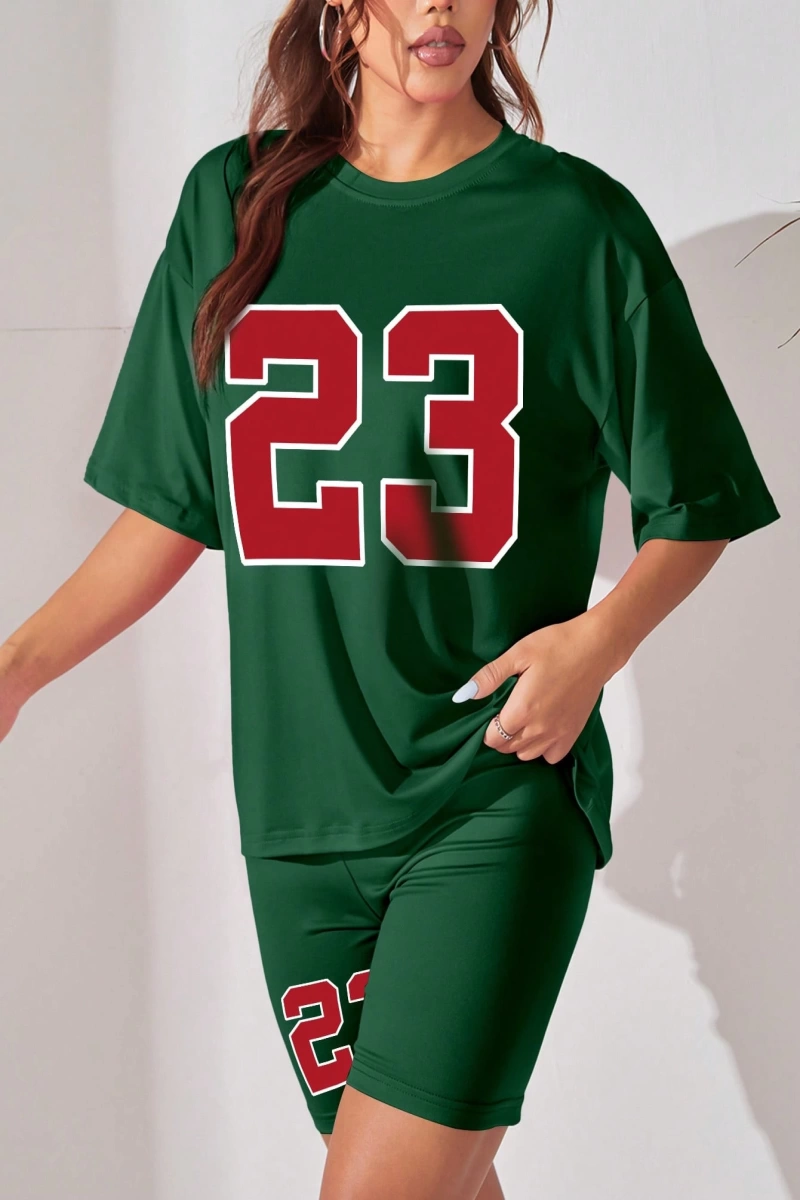 Kadın 2Lİ TAKIM OVERSİZE Trend T-shirt Şort Model 5103
