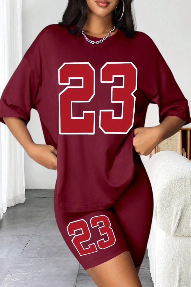 Kadın 2Lİ TAKIM OVERSİZE Trend T-shirt Şort Model 5103