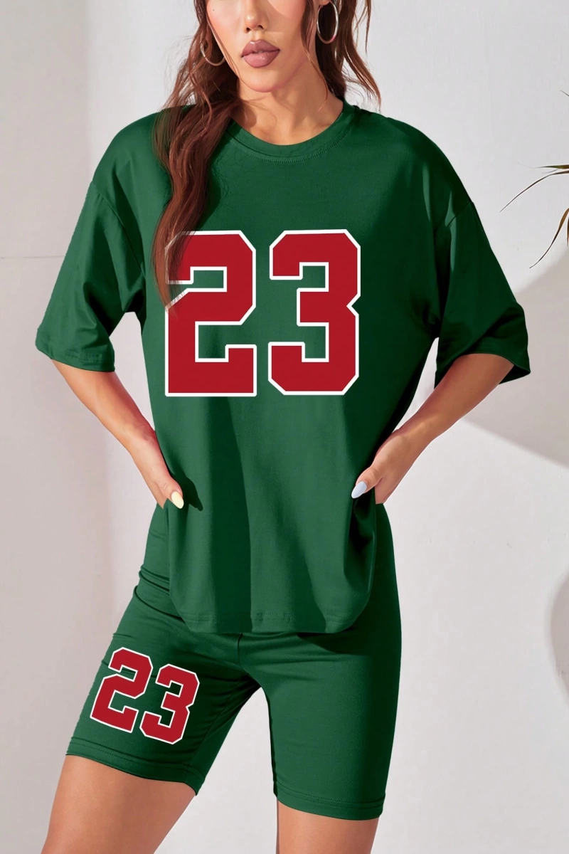 Kadın 2Lİ TAKIM OVERSİZE Trend T-shirt Şort Model 5103