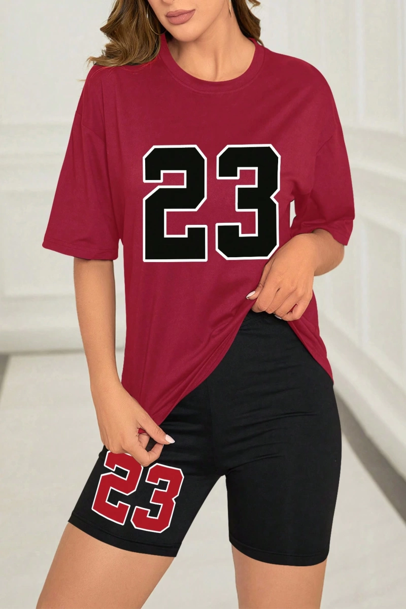 Kadın 2Lİ TAKIM OVERSİZE Trend T-shirt Şort Model 5103