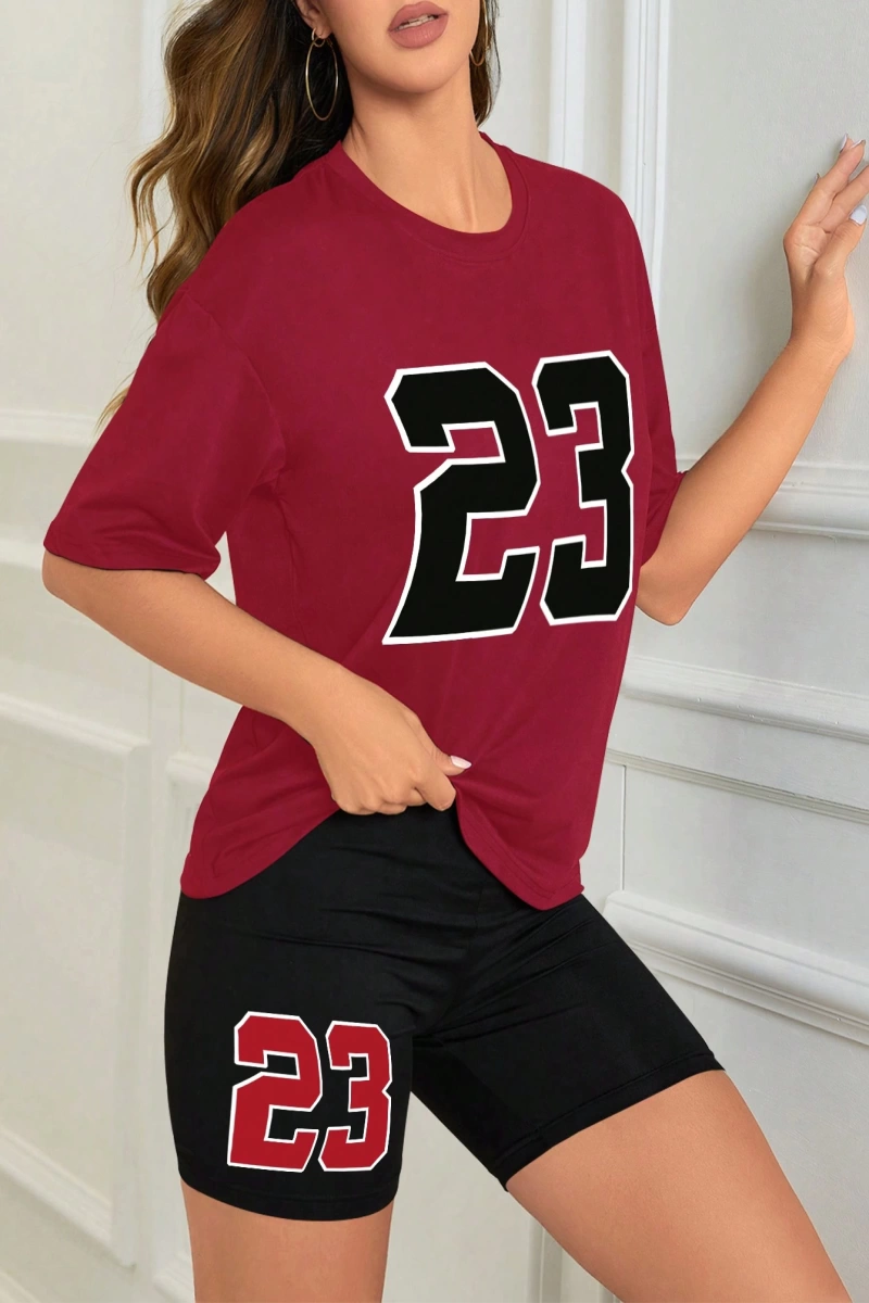 Kadın 2Lİ TAKIM OVERSİZE Trend T-shirt Şort Model 5103