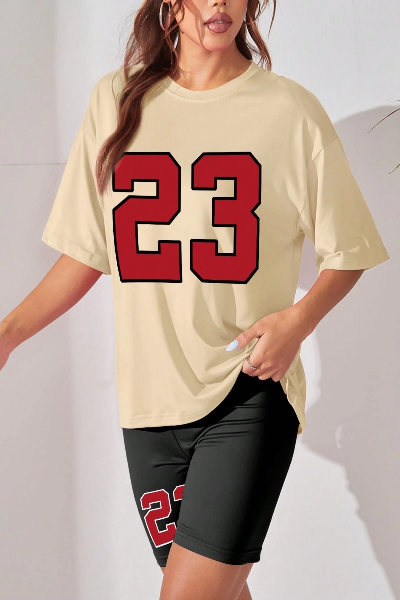 Kadın 2Lİ TAKIM OVERSİZE Trend T-shirt Şort Model 5103