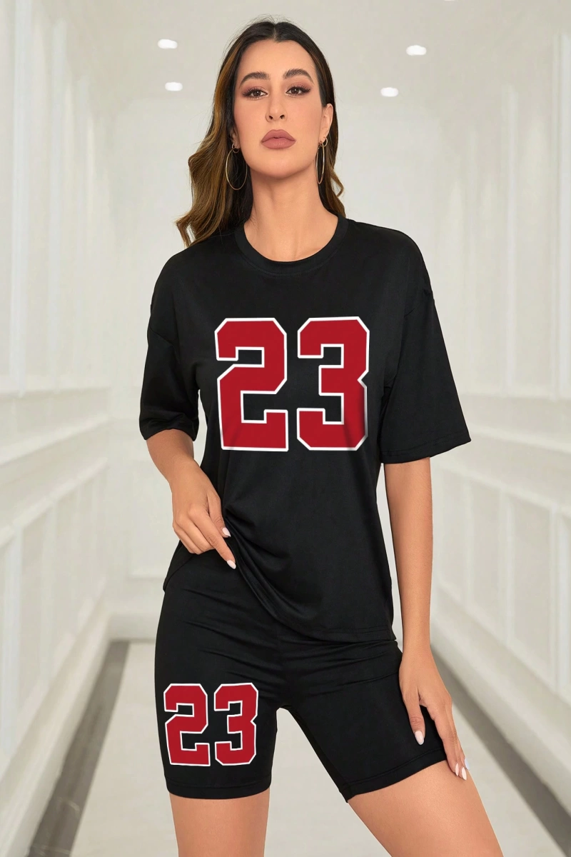 Kadın 2Lİ TAKIM OVERSİZE Trend T-shirt Şort Model 5103