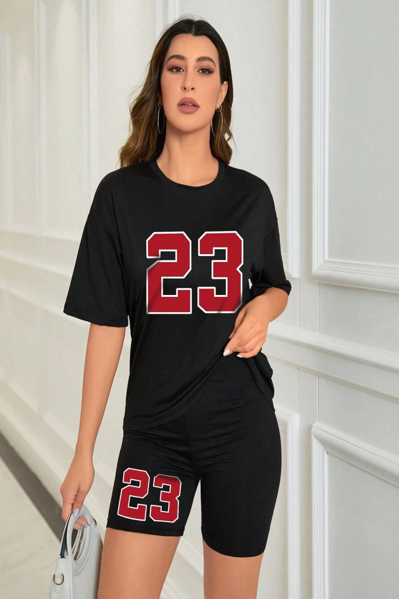 Kadın 2Lİ TAKIM OVERSİZE Trend T-shirt Şort Model 5103