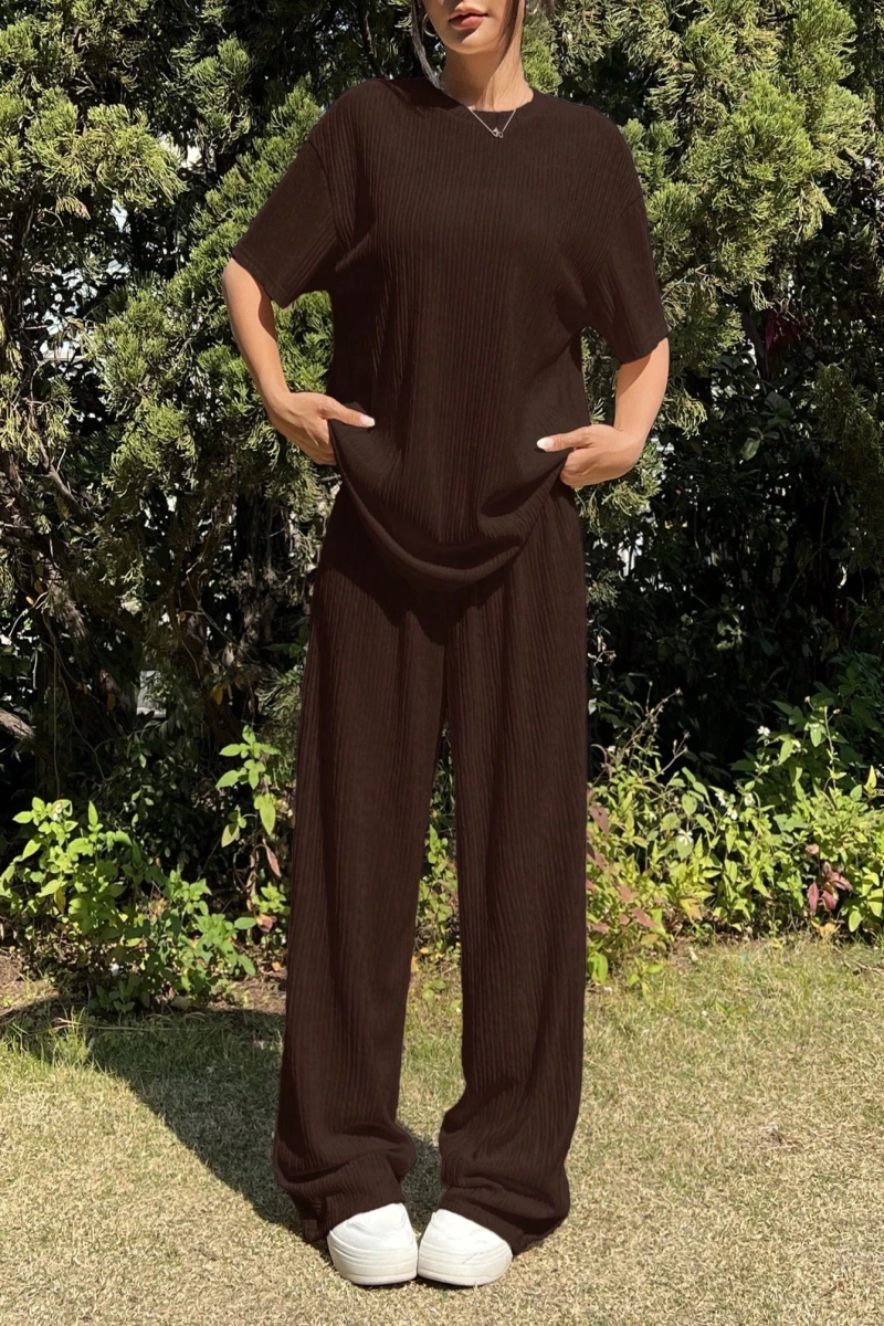Kadın 2Lİ TAKIM OVERSİZE Trend T-shirt Şort Model 5108