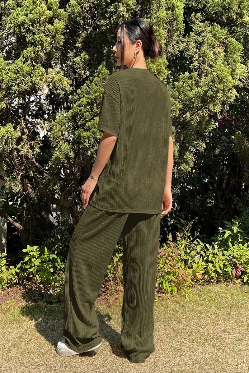 Kadın 2Lİ TAKIM OVERSİZE Trend T-shirt Şort Model 5108