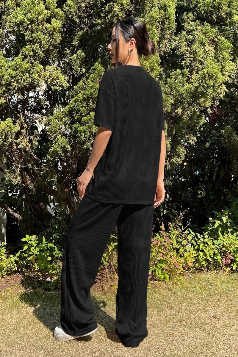 Kadın 2Lİ TAKIM OVERSİZE Trend T-shirt Şort Model 5108