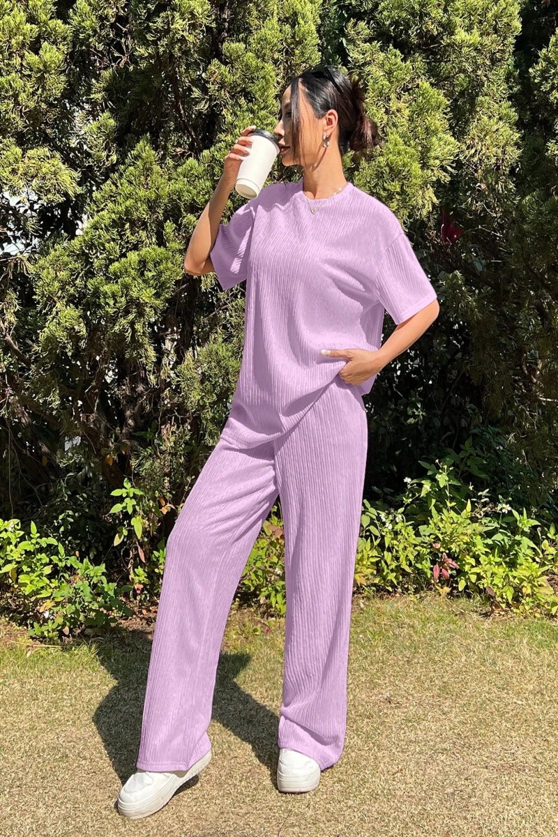 Kadın 2Lİ TAKIM OVERSİZE Trend T-shirt Şort Model 5108