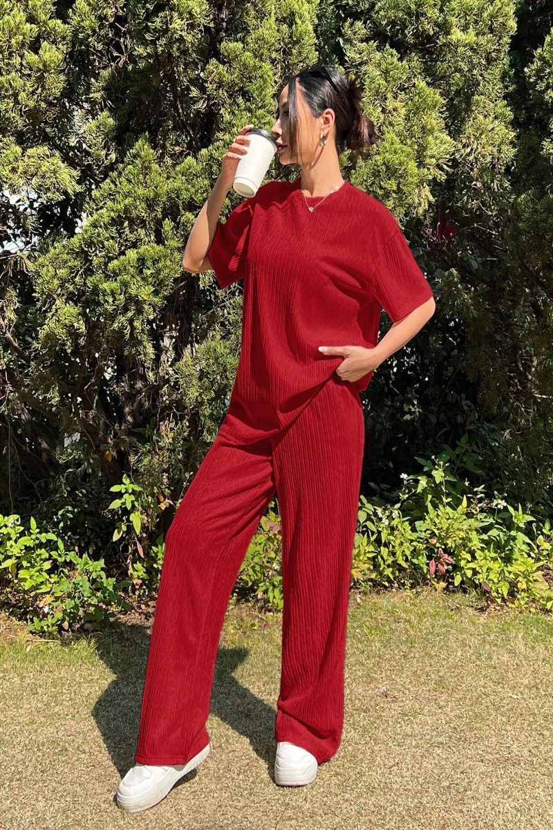 Kadın 2Lİ TAKIM OVERSİZE Trend T-shirt Şort Model 5108