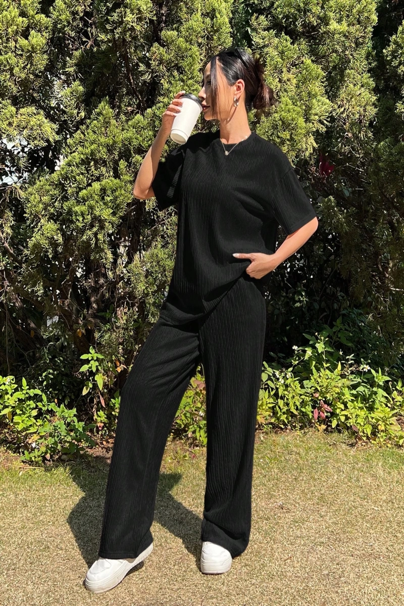 Kadın 2Lİ TAKIM OVERSİZE Trend T-shirt Şort Model 5108
