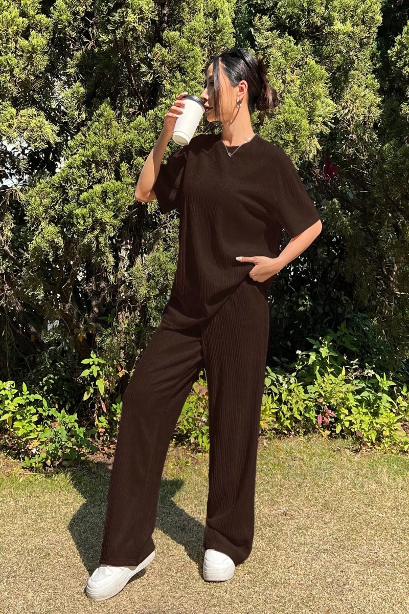 Kadın 2Lİ TAKIM OVERSİZE Trend T-shirt Şort Model 5108