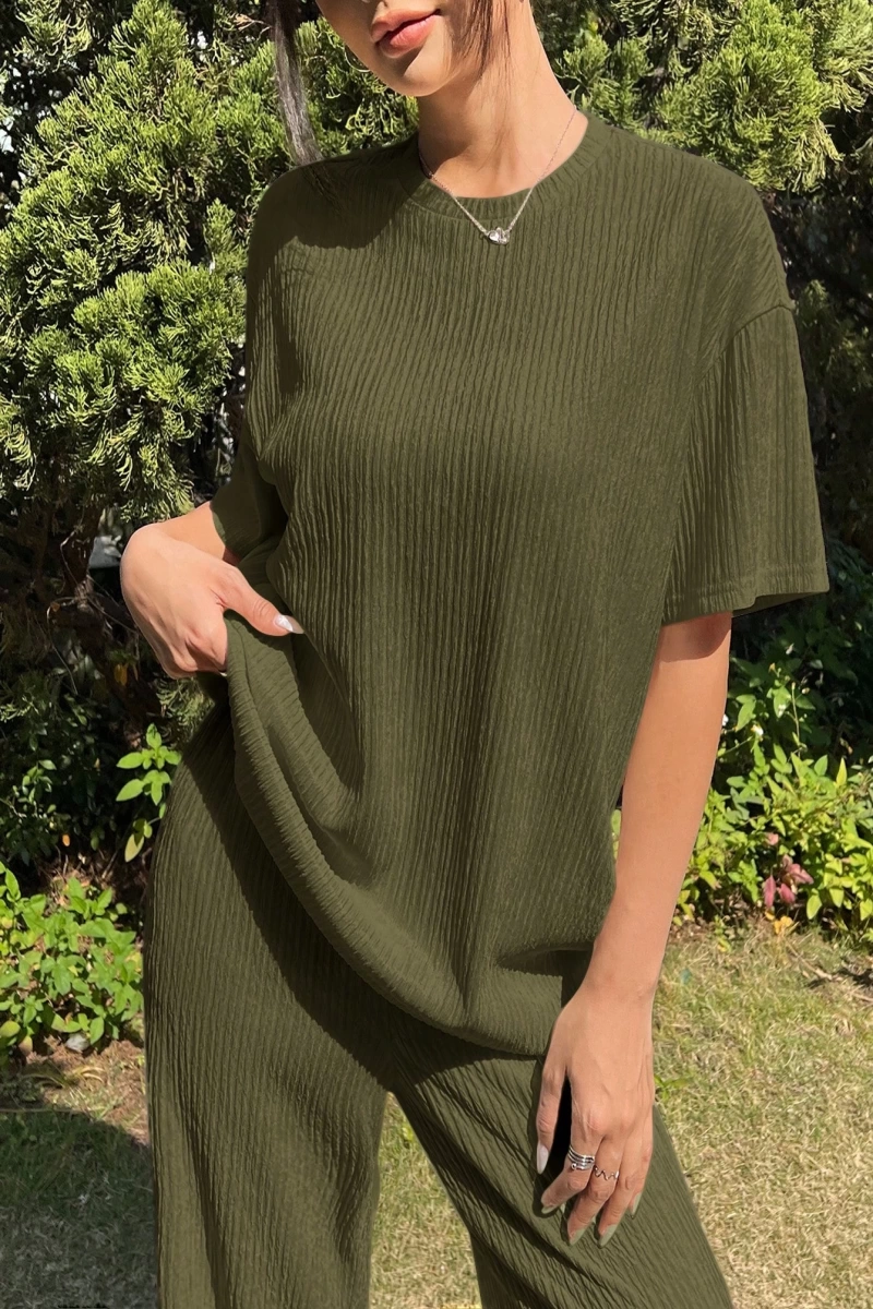 Kadın 2Lİ TAKIM OVERSİZE Trend T-shirt Şort Model 5108