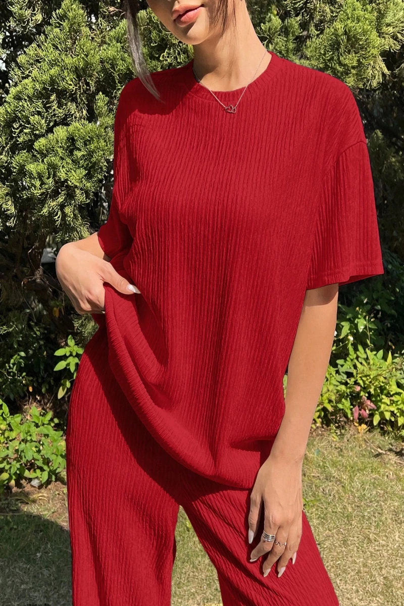 Kadın 2Lİ TAKIM OVERSİZE Trend T-shirt Şort Model 5108