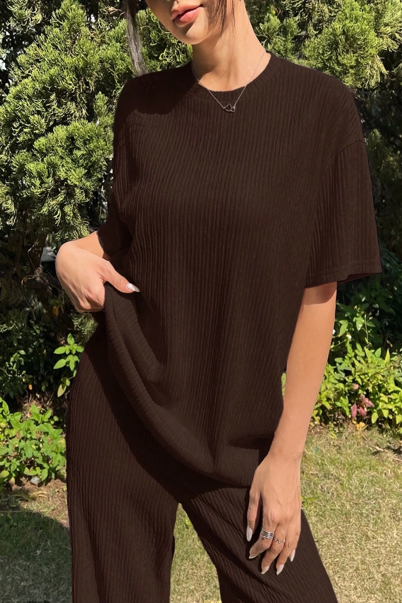 Kadın 2Lİ TAKIM OVERSİZE Trend T-shirt Şort Model 5108