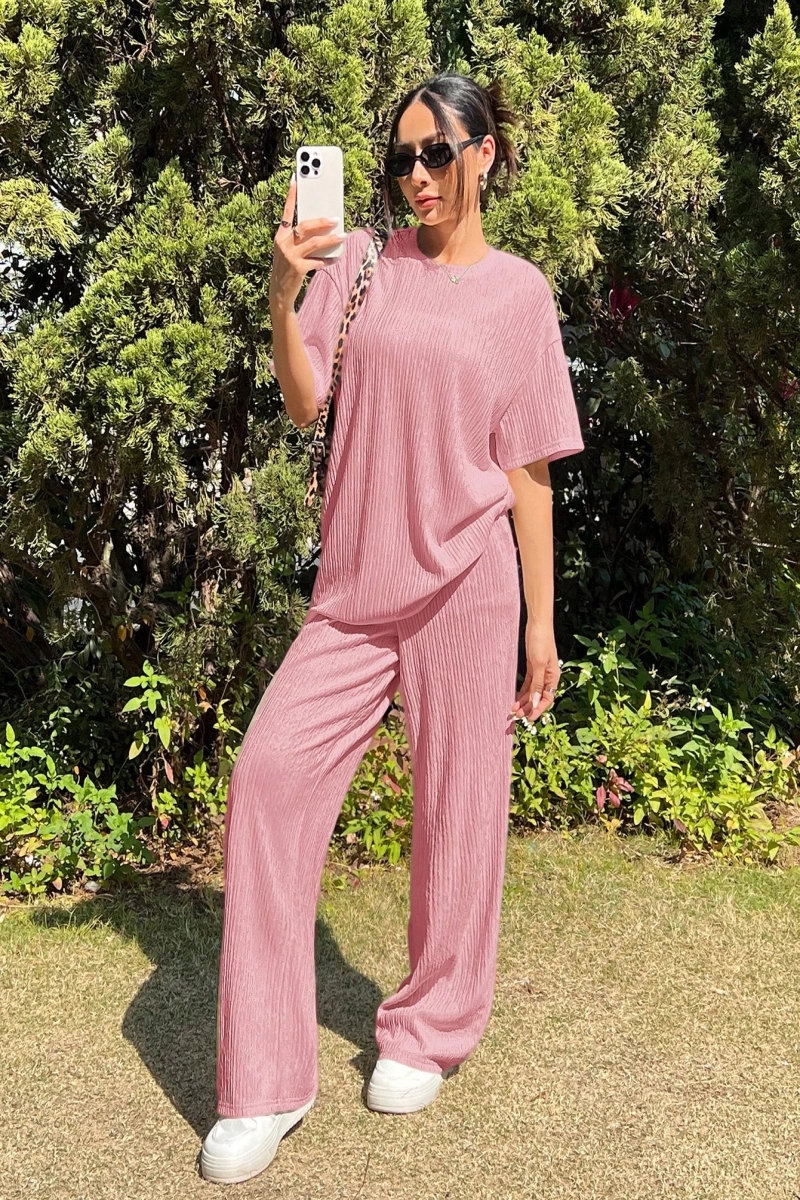 Kadın 2Lİ TAKIM OVERSİZE Trend T-shirt Şort Model 5108