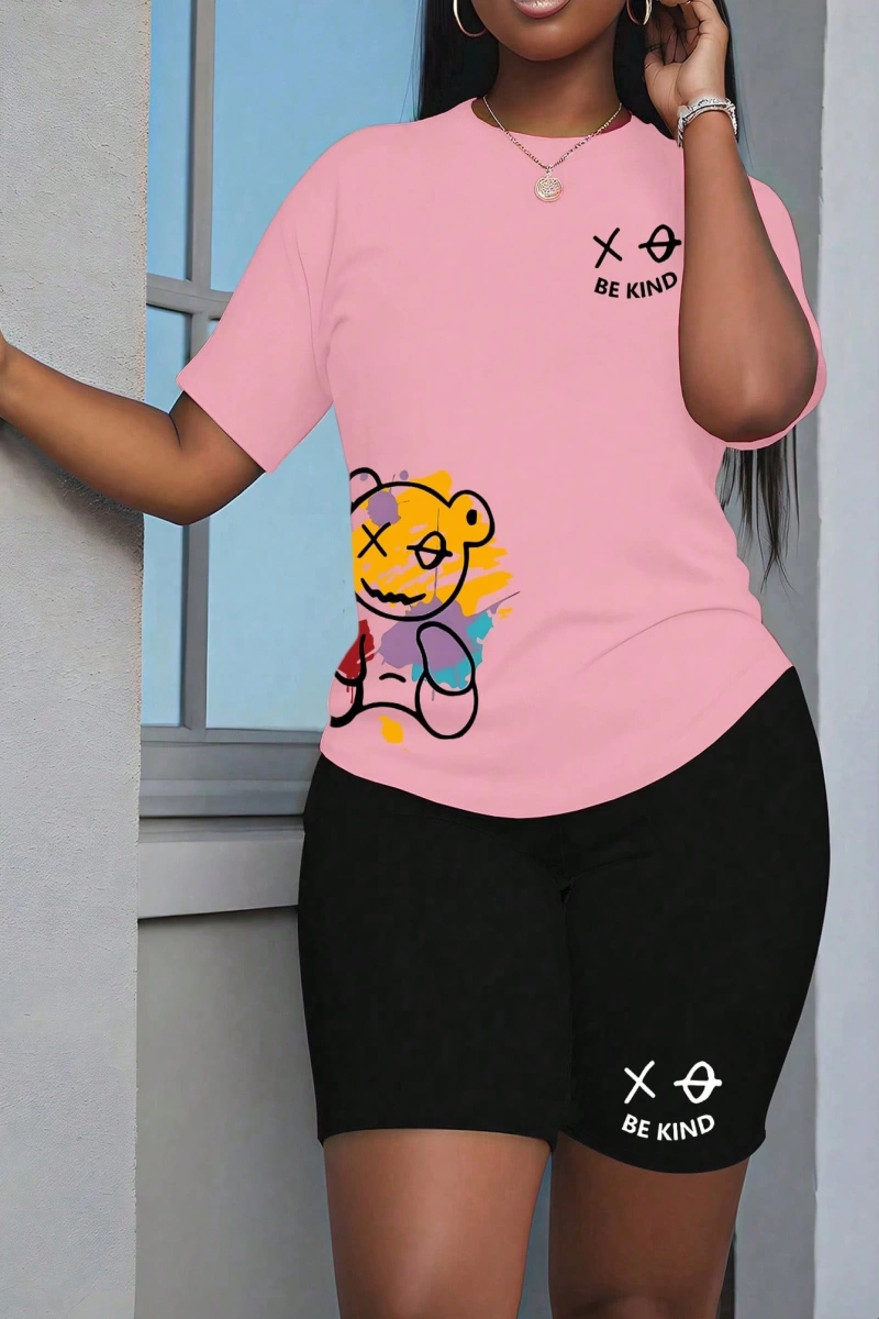 Kadın 2Lİ TAKIM OVERSİZE Trend T-shirt Şort Model 5111