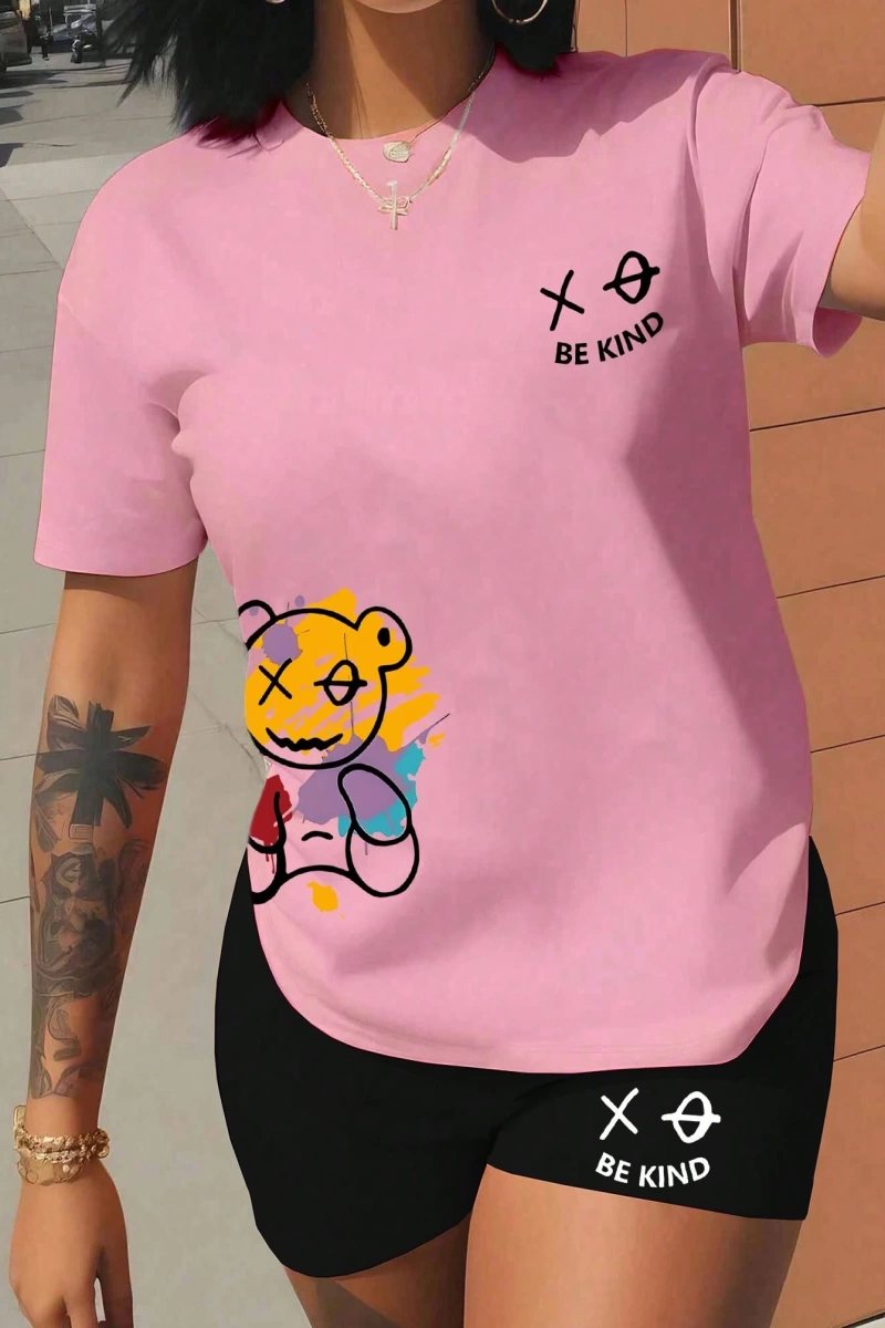 Kadın 2Lİ TAKIM OVERSİZE Trend T-shirt Şort Model 5111