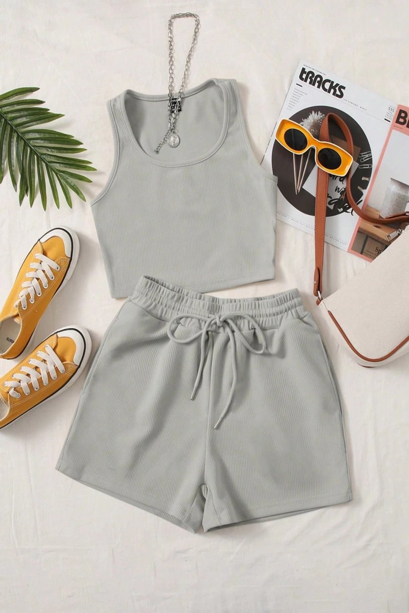 Kadın 2Lİ TAKIM OVERSİZE Trend T-shirt Şort Model 5116