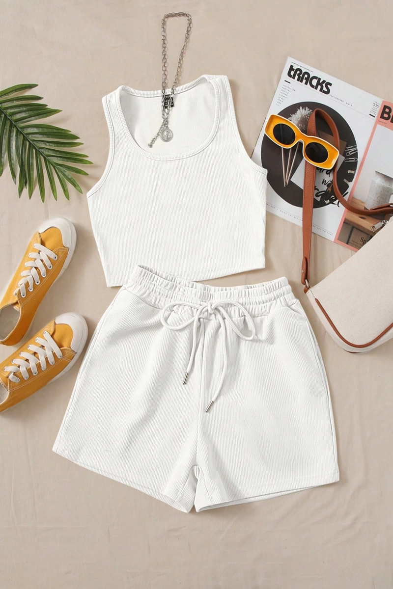 Kadın 2Lİ TAKIM OVERSİZE Trend T-shirt Şort Model 5116