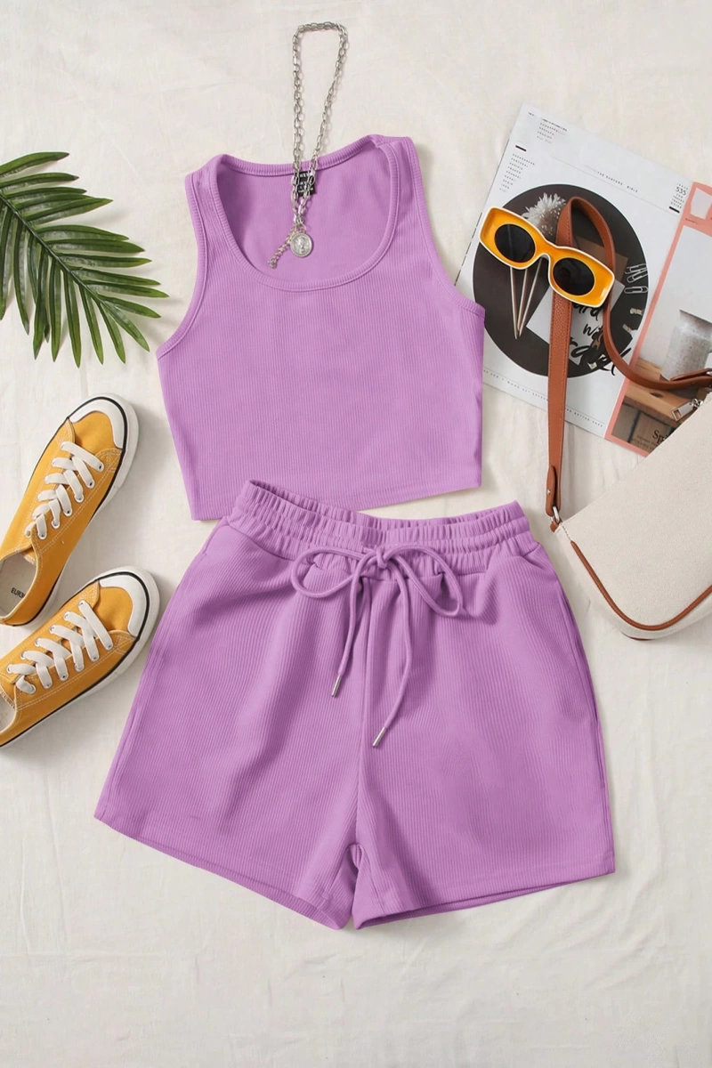 Kadın 2Lİ TAKIM OVERSİZE Trend T-shirt Şort Model 5116