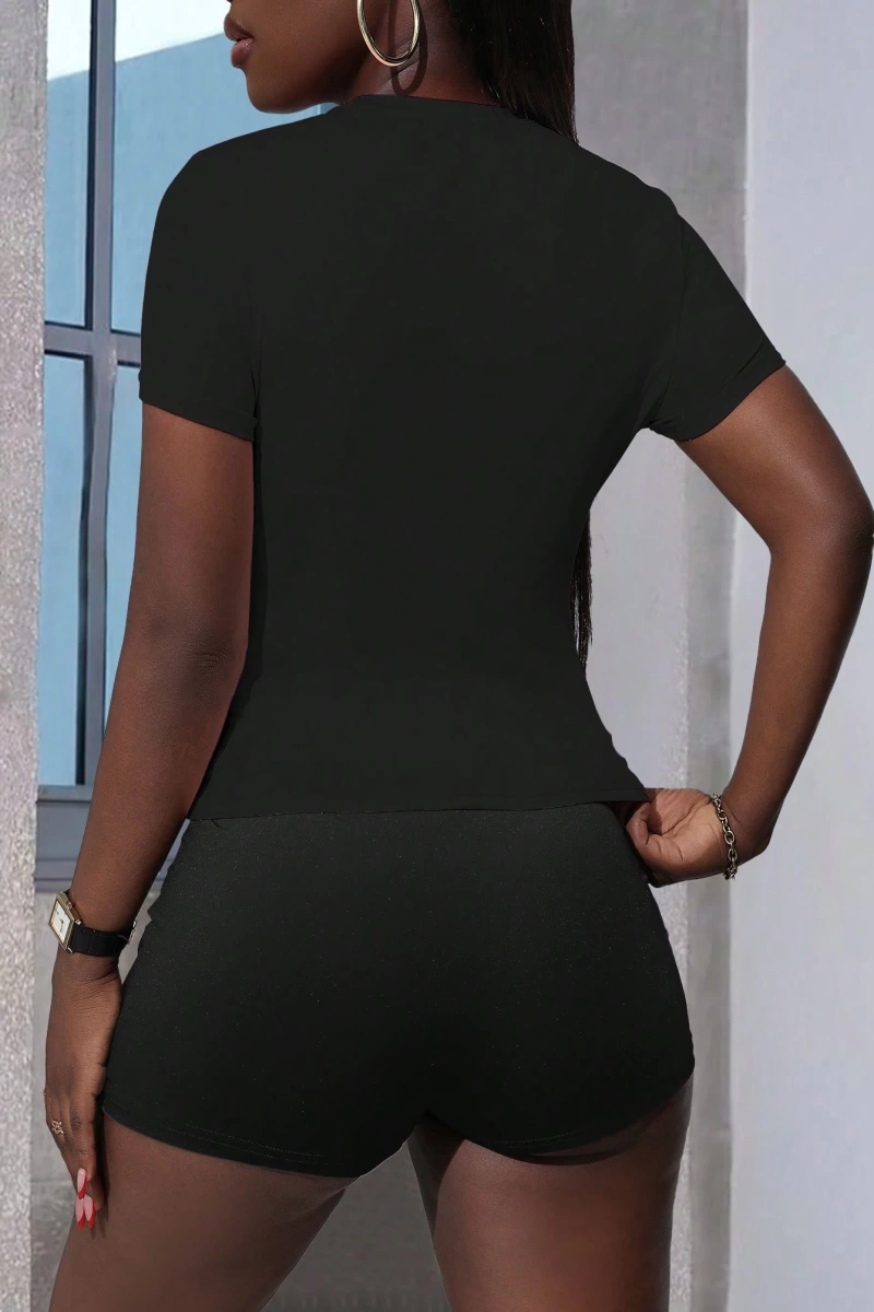 Kadın 2Lİ TAKIM OVERSİZE Trend T-shirt Şort Model 5117