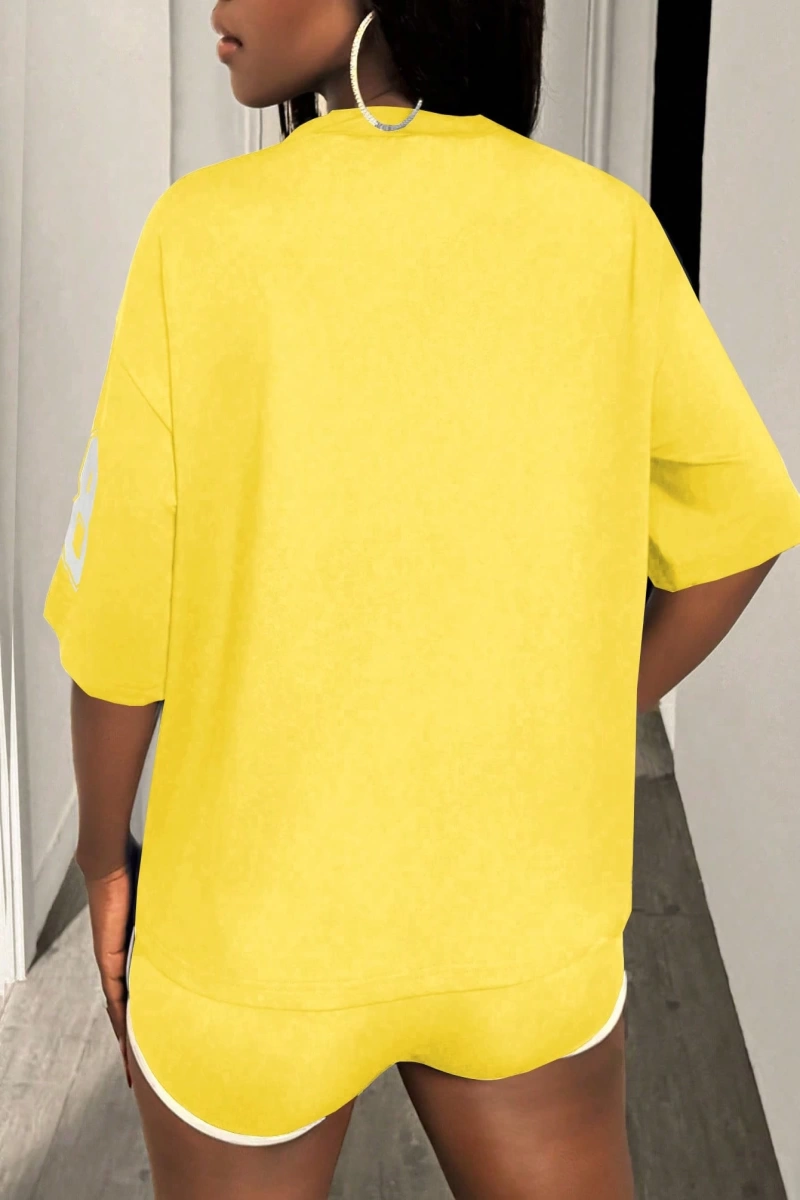 Kadın 2Lİ TAKIM OVERSİZE Trend T-shirt Şort Model 5119