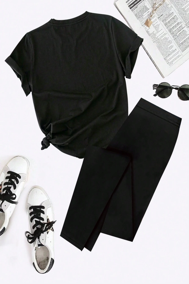 Kadın 2Lİ TAKIM OVERSİZE Trend T-shirt Şort Model 5121