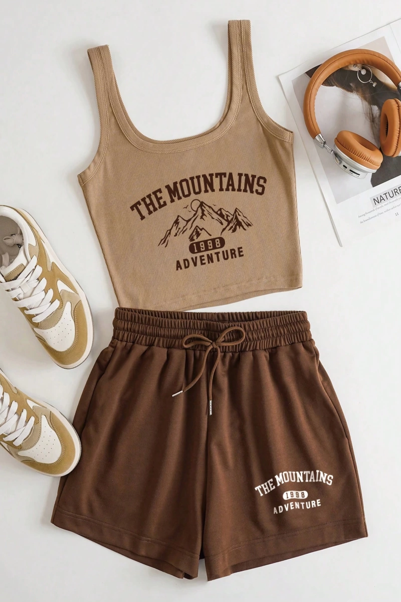 Kadın 2Lİ TAKIM OVERSİZE Trend T-shirt Şort Model 5127