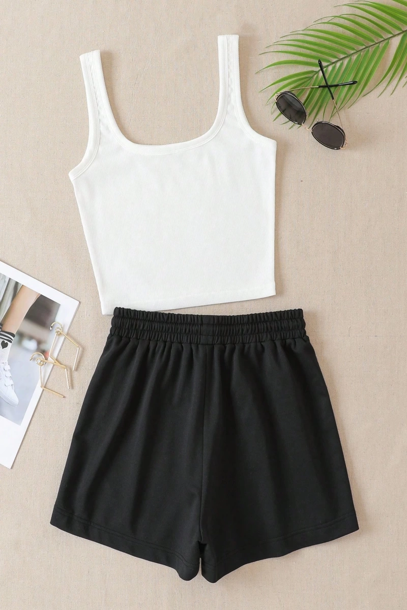 Kadın 2Lİ TAKIM OVERSİZE Trend T-shirt Şort Model 5127