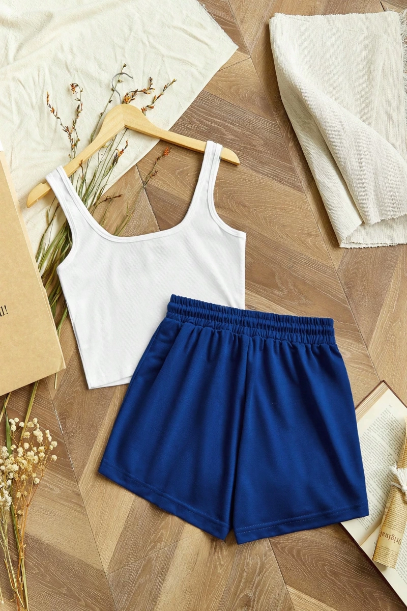 Kadın 2Lİ TAKIM OVERSİZE Trend T-shirt Şort Model 5127