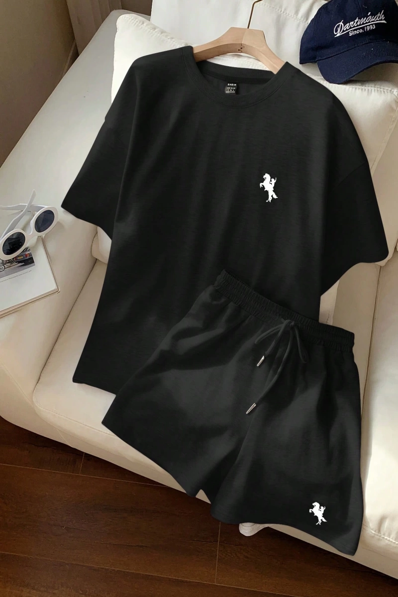 Kadın 2Lİ TAKIM OVERSİZE Trend T-shirt Şort Model 5129